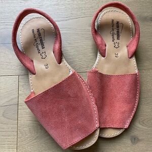 Menorquina Sandals in coral orange nubuck brand new size 39